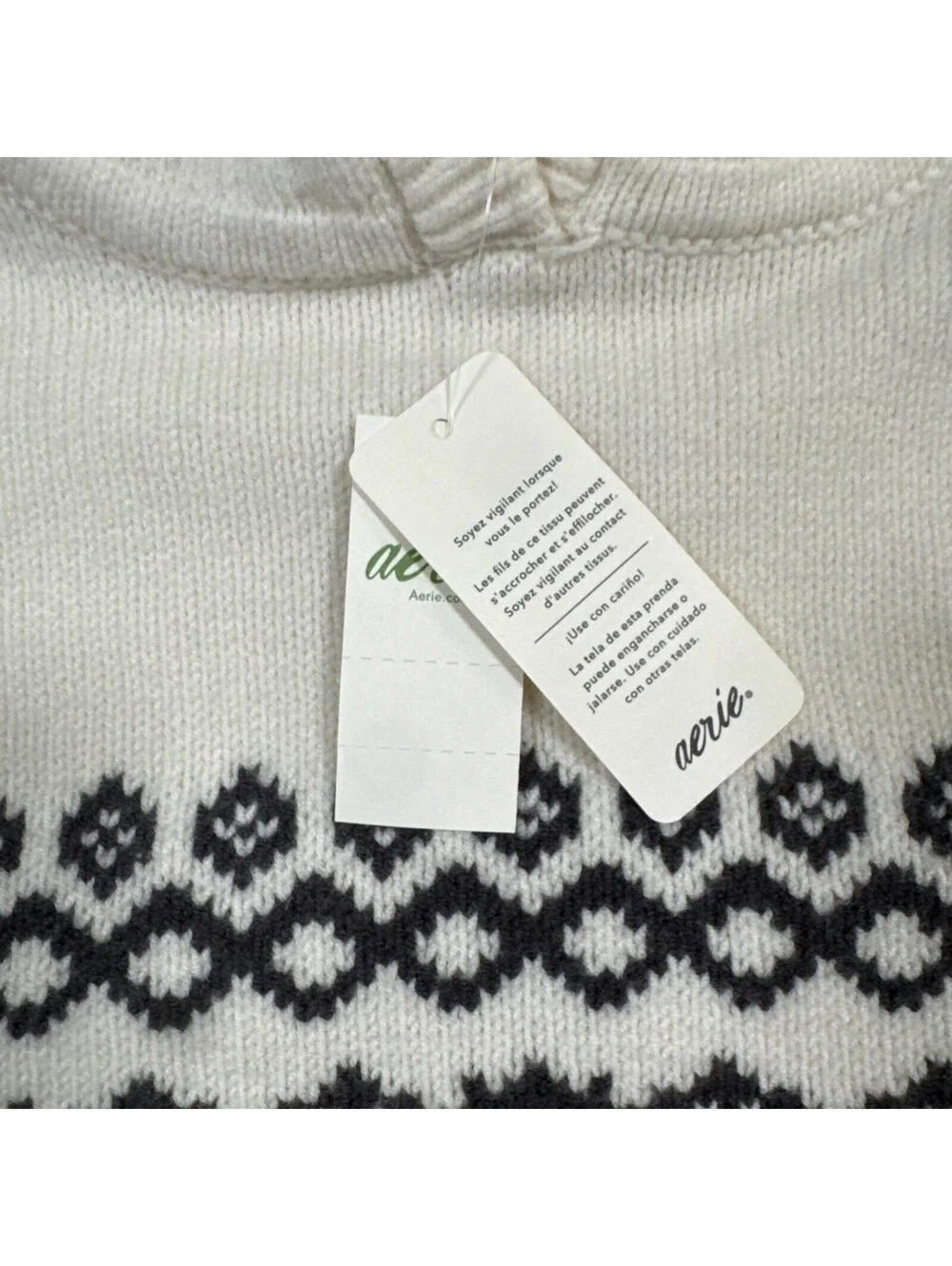 Aerie Hooded Sweatshirt White/Black Women's M - New With Tags